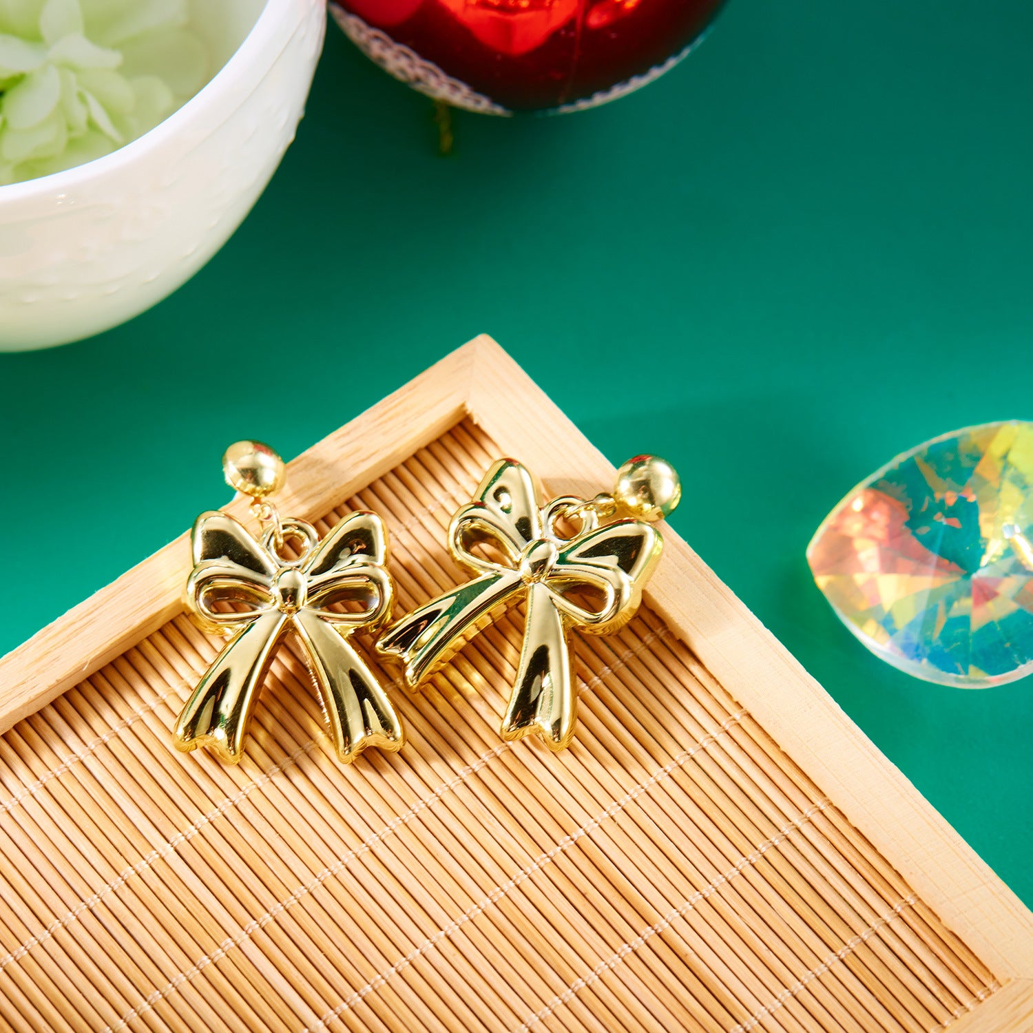 Wholesale Colorful geometric Christmas earrings triangle earrings