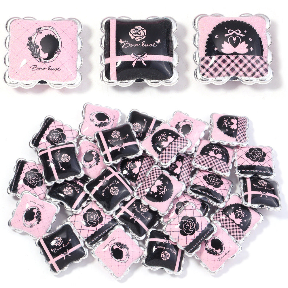 Wholesale 10pcs simple stroke printing Mantou Acrylic Beads