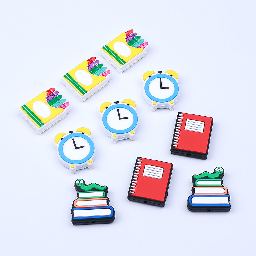 Wholesale 20pcs/pack Teacher Silicone Beads Cartoon Apple Pencil String Beads