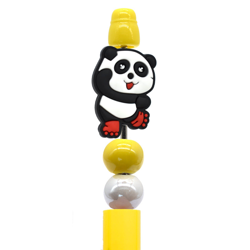 Wholesale Random100pcs/pack DIY Cute Cartoon Panda Beaded Pen Pvc Soft Glue Focus Beads