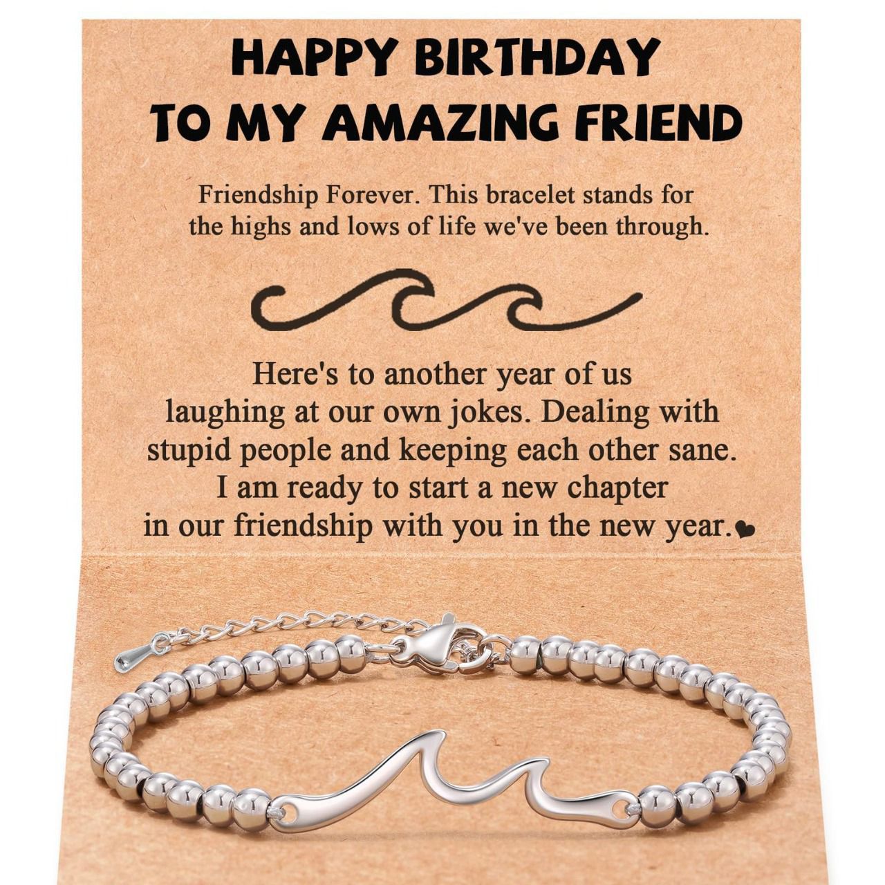 Wholesale Wave Silver Bead Wave Pendant Lobster Buckle Adjustable Bracelet