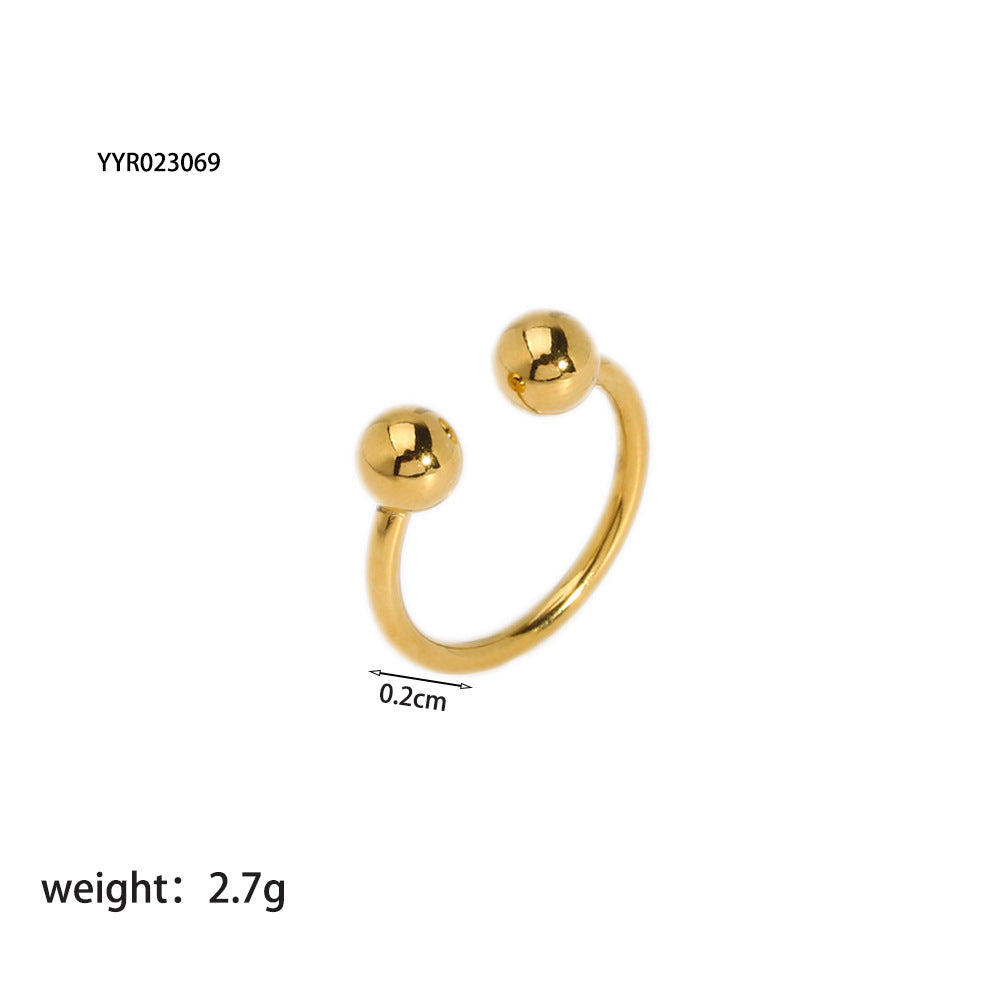 Wholesale Titanium Steel Gold Ball Open Adjustable Ring