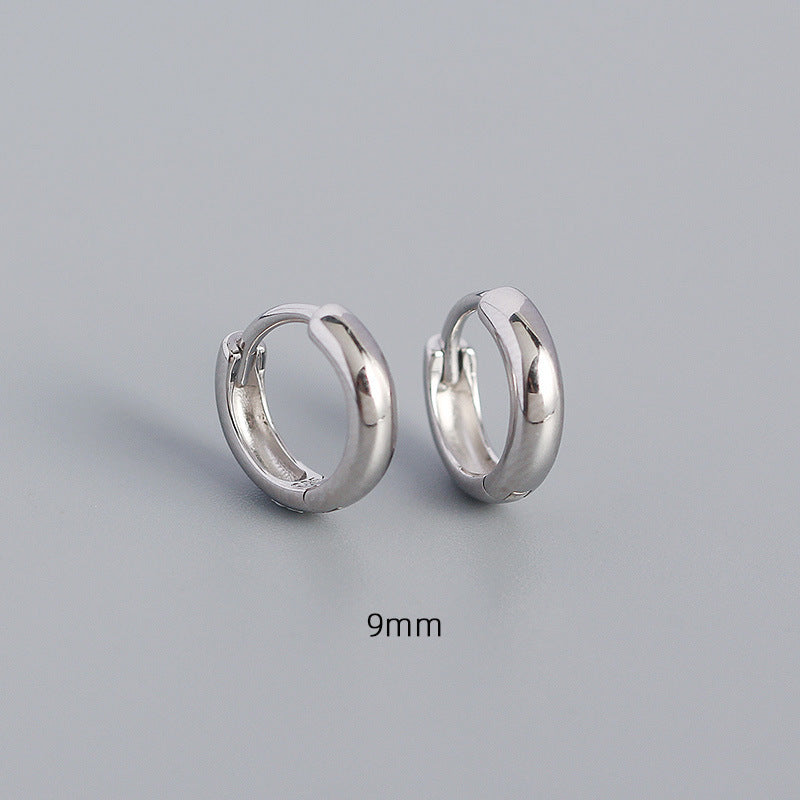 Wholesale Smooth Round Simple Stacking Temperament Versatile S925 Sterling Silver Earrings