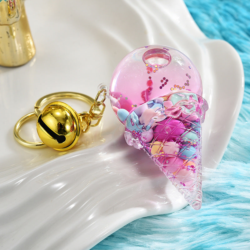 Wholesale Ice Cream Luminous Oil Floating Acrylic Liquid Keychain