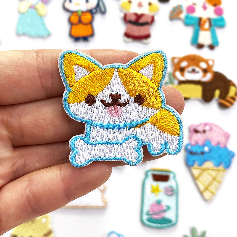 Wholesale Non Woven Fabric Cartoon Embroidered Patch Sticker For Towel DIY Accessory