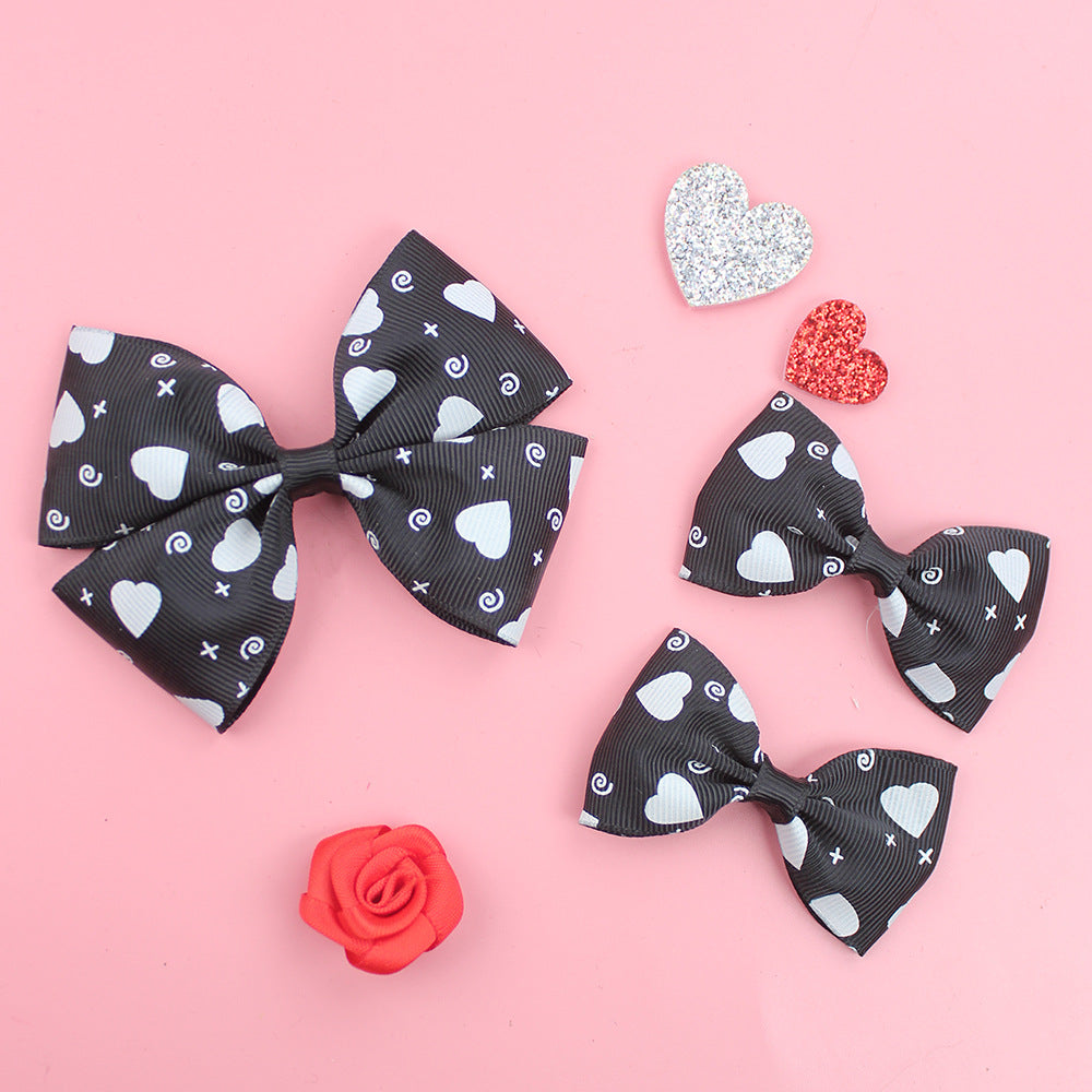 Wholesale 5pcs Valentine's Day Love Heart Children's Girl Side Clip One Large and Two Small Hairpins