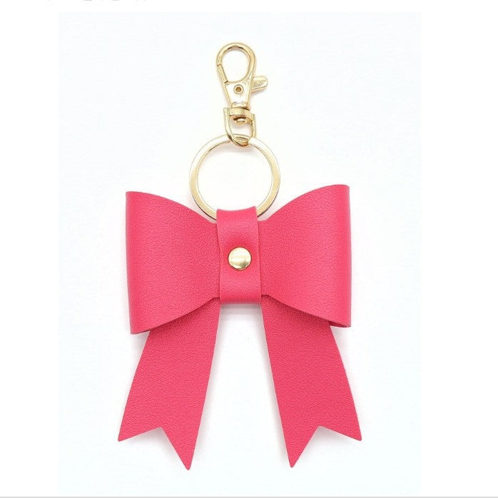 Wholesale New simple PU leather bow shape key chain bag pendant accessories