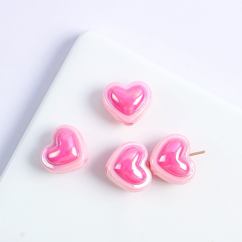 Wholesale 10pcs Macaron Color Acrylic Heart Five-Pointed Star Beads