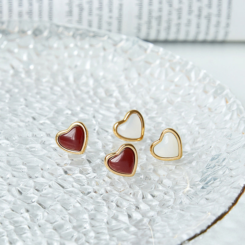 Wholesale Red Agate Heart Shape Love Collarbone Chain Necklace