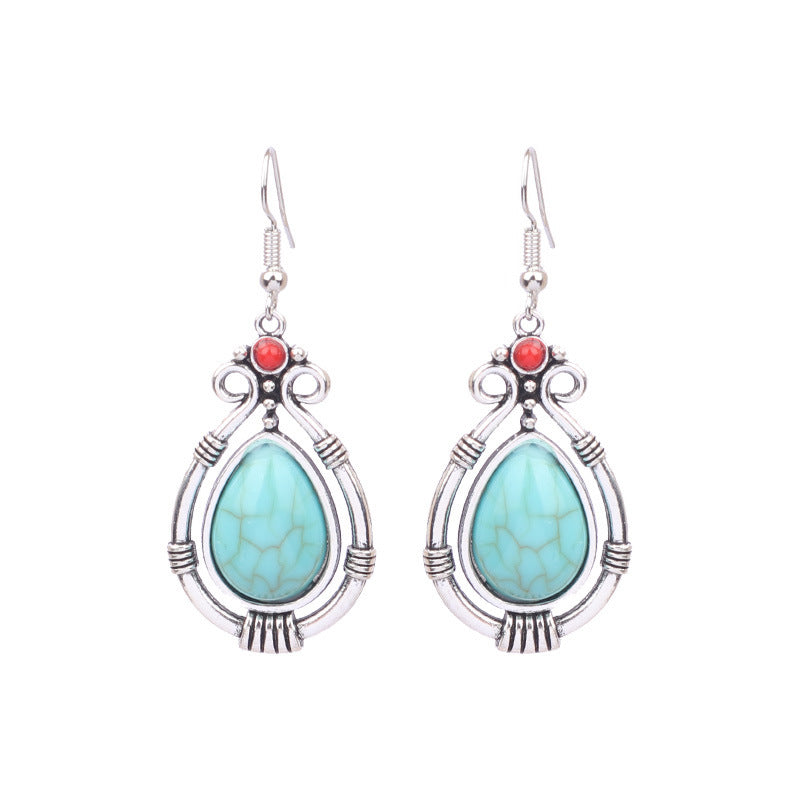 Wholesale Turquoise Bohemian Tassel Geometric Alloy Vintage Earrings