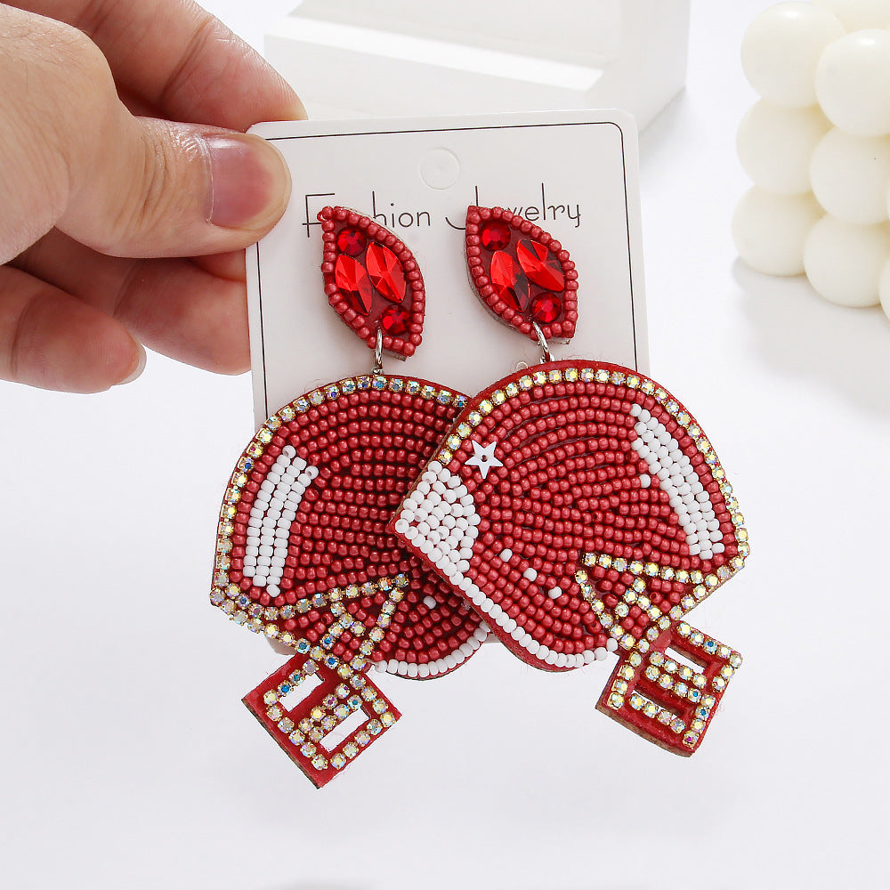 Wholesale New Game Day Sports Series Earrings Hand-woven Football Football Beaded Earrings