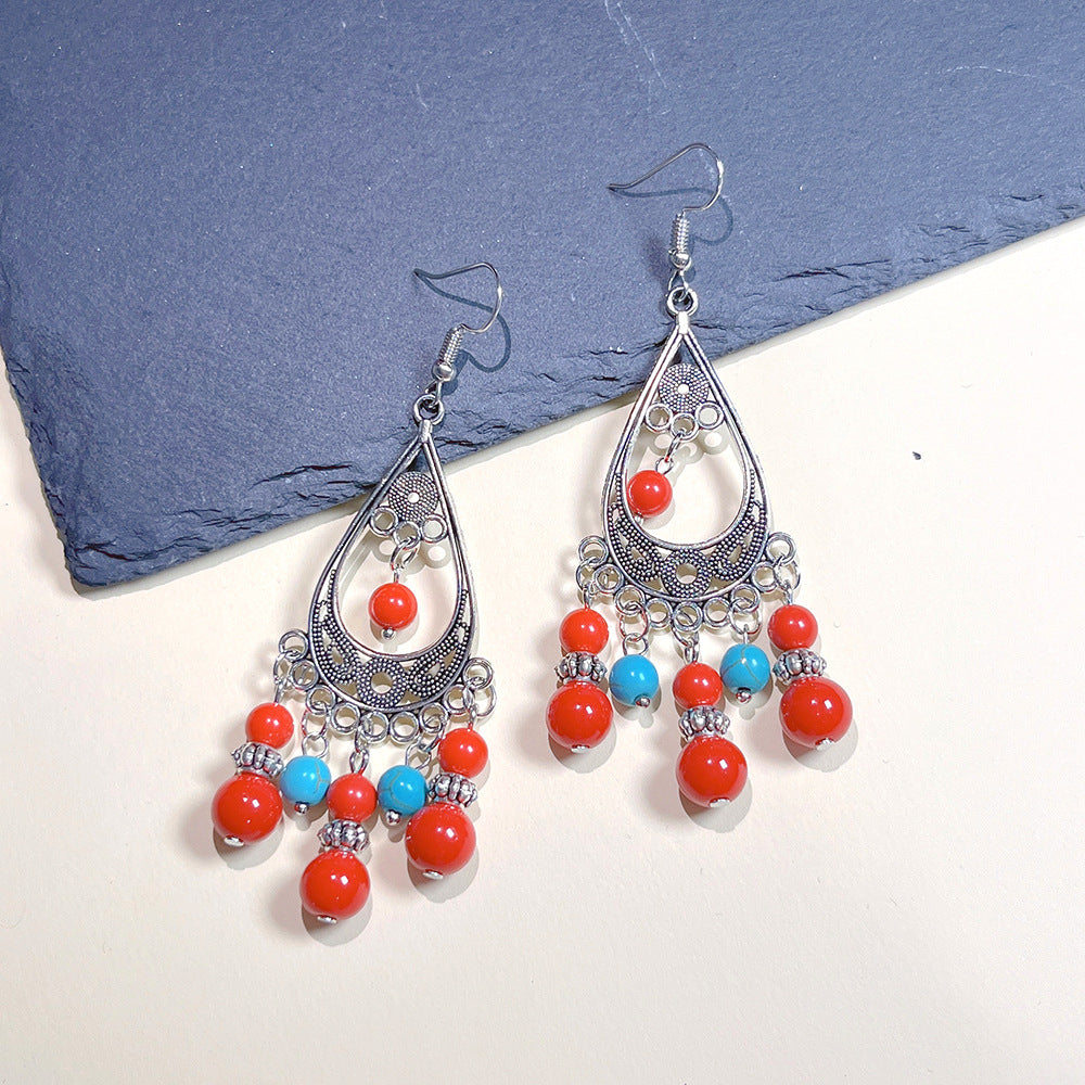 Wholesale Antique Silver Bohemian Earrings Long Metal Earrings