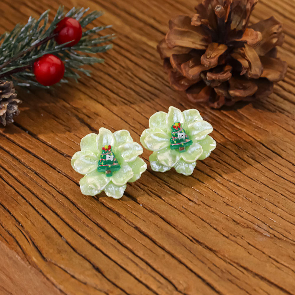 Wholesale Colorful Flowers Christmas Series Acrylic Earrings