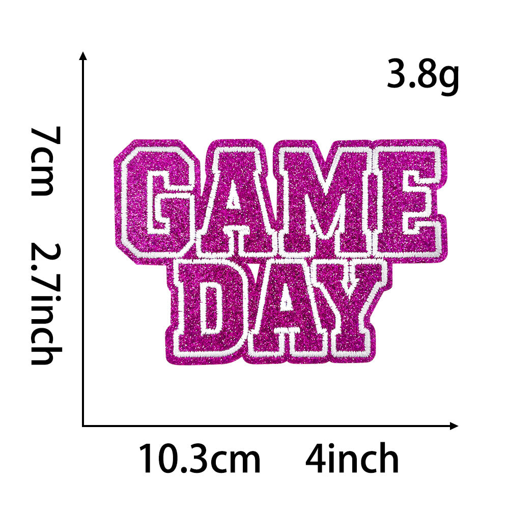 Wholesale Gameday Football Glitter DIY Iron On Embroidered Patch Chic Fashion Accessory For ets Boutique Resale Gift