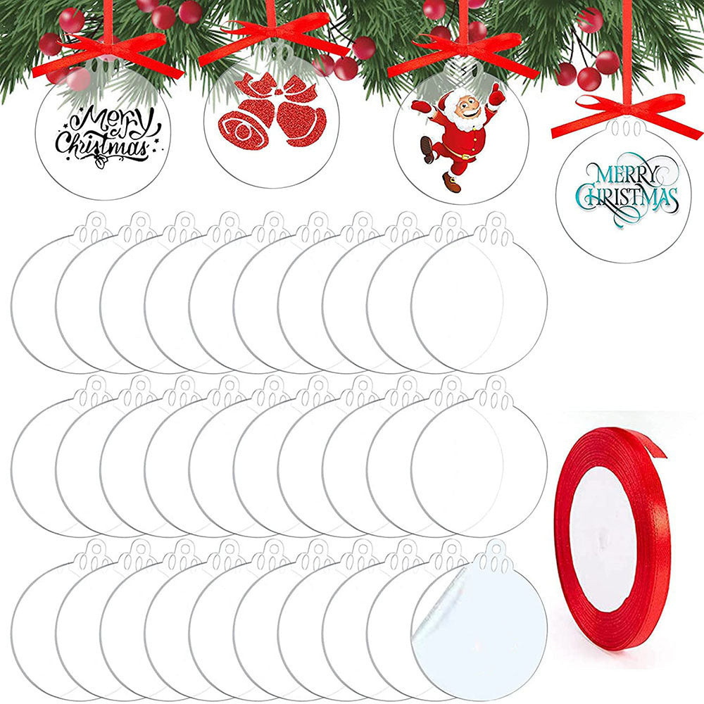 Wholesale 2pcs Christmas Clear Acrylic Round Blank Listing DIY Decorative Blank Disc