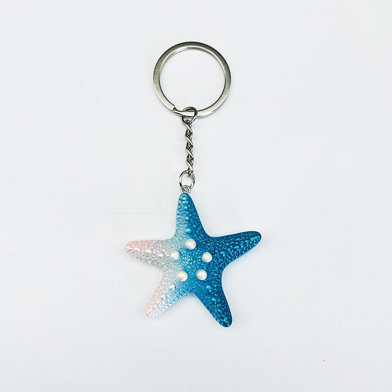 Wholesale Colorful Ocean Star Shell Metal Keychain