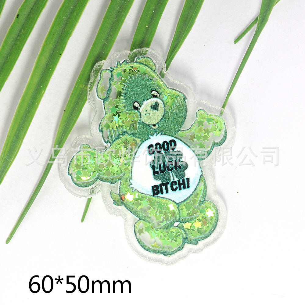 Wholesale 10pcs/pack cartoon quicksand bear bag  acrylic pin DIY patch OLY Exclusive