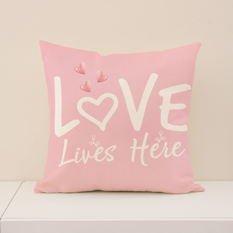 Wholesale Pink Suit Valentine' s Day Pillow Cover  Linen Letter Print