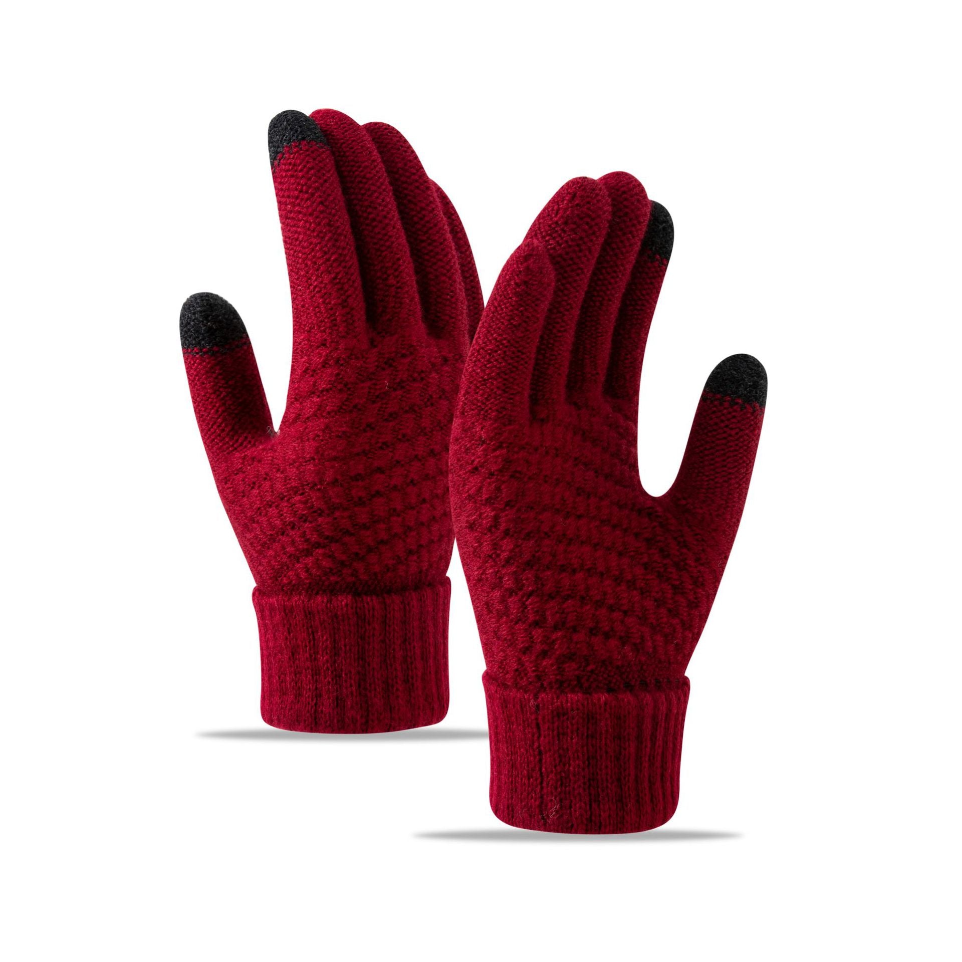 Wholesale Winter Velvet Thickened Cute Cycling Touch Screen Warm Wool Knitted Gloves