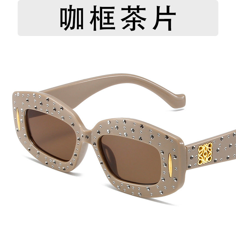 Wholesale Personality Trend Diamond Studded Women's Square Sparkling Starry Sky Fashion Outfit Sunglasses