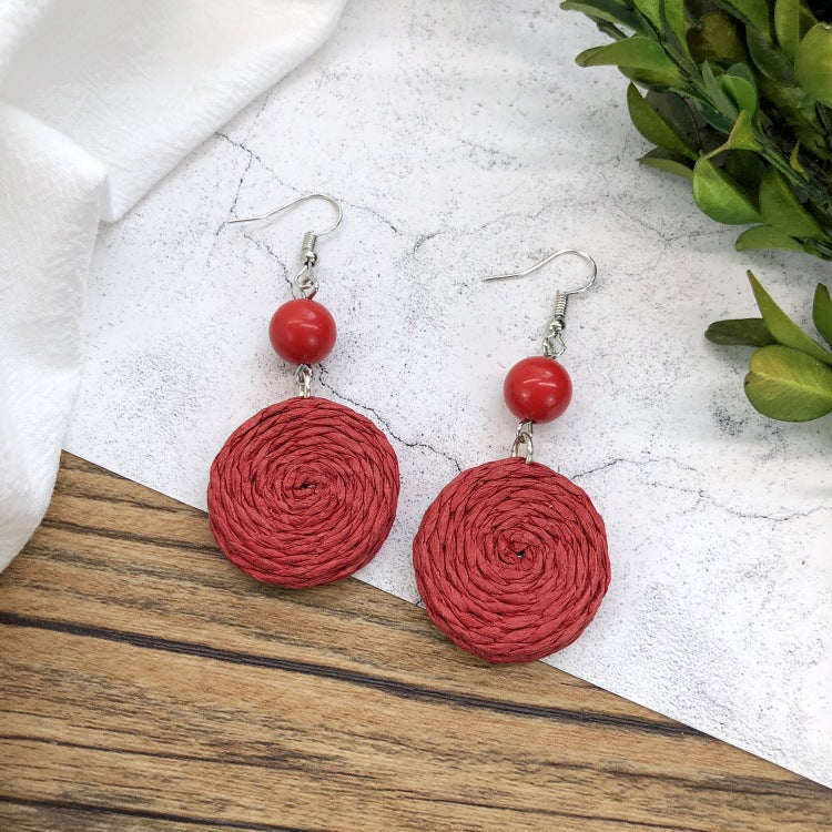 Wholesale Vintage Rattan Weaving Handmade Bohemian Earrings