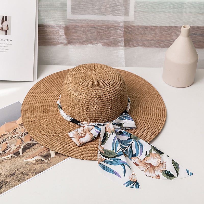 Wholesale Summer Bow Ribbon Big Hat Folding Straw Hat Sun Hat