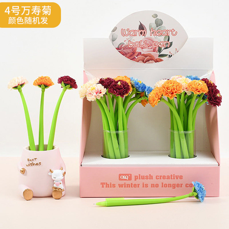 Wholesale Colorful flower soft silicone shaking  Plastic Pen