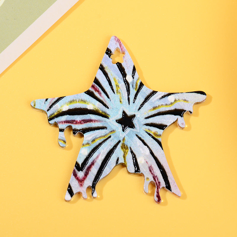 Wholesale 10pcs/ pack fireworks five-pointed star pendant diy keychain pendant