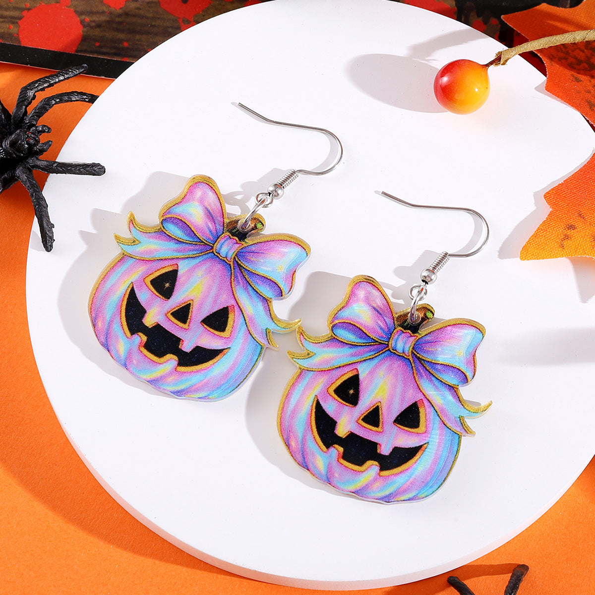 Wholesale  Acrylic Gothic Pumpkin Pendant Earrings