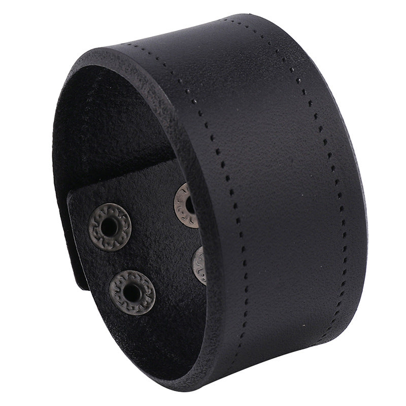 Wholesale Punk New Style Simple Punk Style Men's Head Layer Cowhide Bracelet