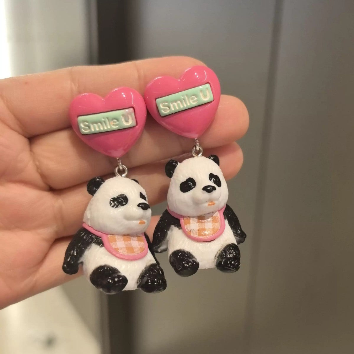 Wholesale Black and white panda earrings
