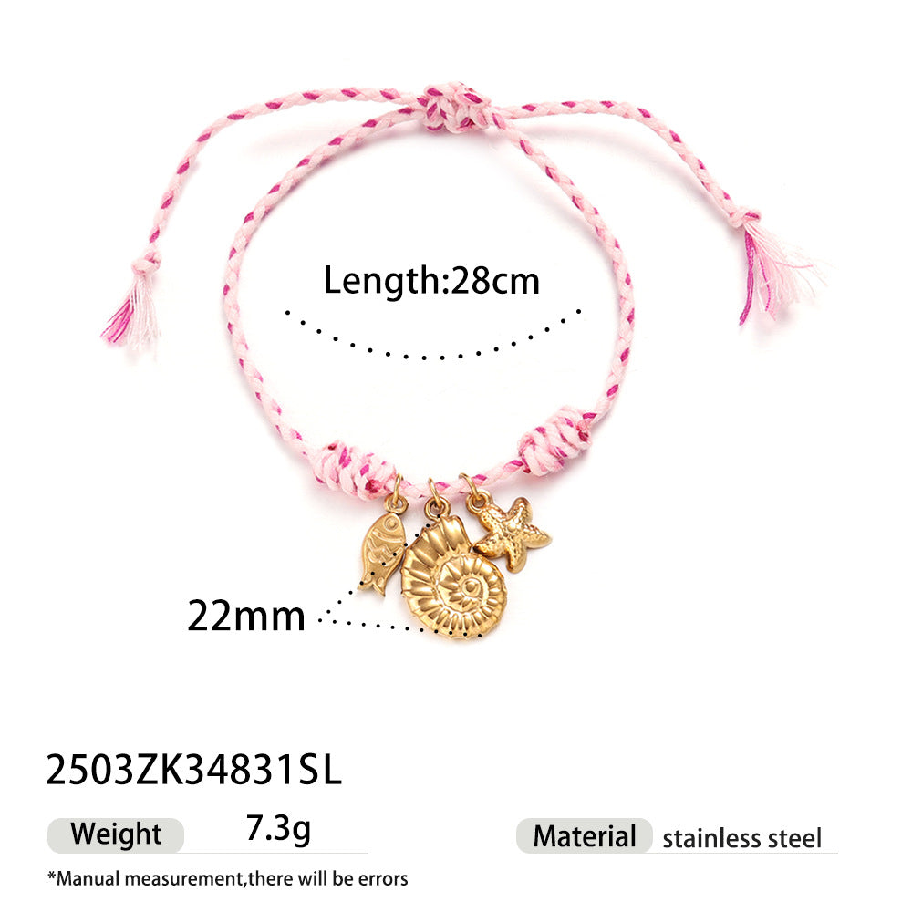 Wholesale Taina' s New Creative Ocean Series Stainless Steel Bracelet Girls Ceramic Conch Titanium Steel Pendant Shell Hand Jewelry