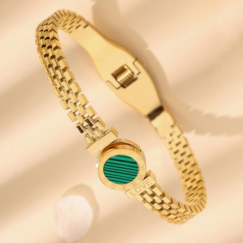 Wholesale Roman Numeral LOVE Titanium Steel Bracelet