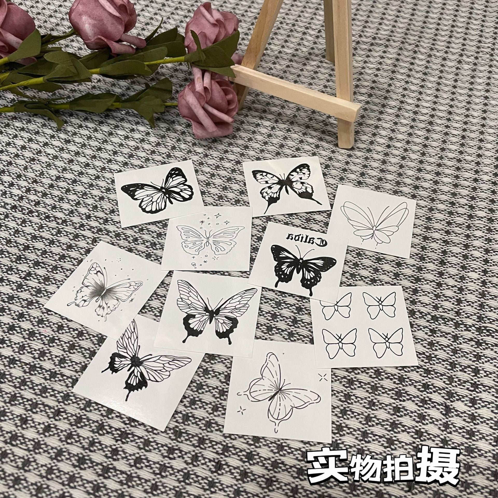 Wholesale 10pcs/set New Dark Flower Butterfly Tattoo Sexy Cute High-end Girl Heart Face Sticker Long-lasting Waterproof Tattoo Sticker for Women