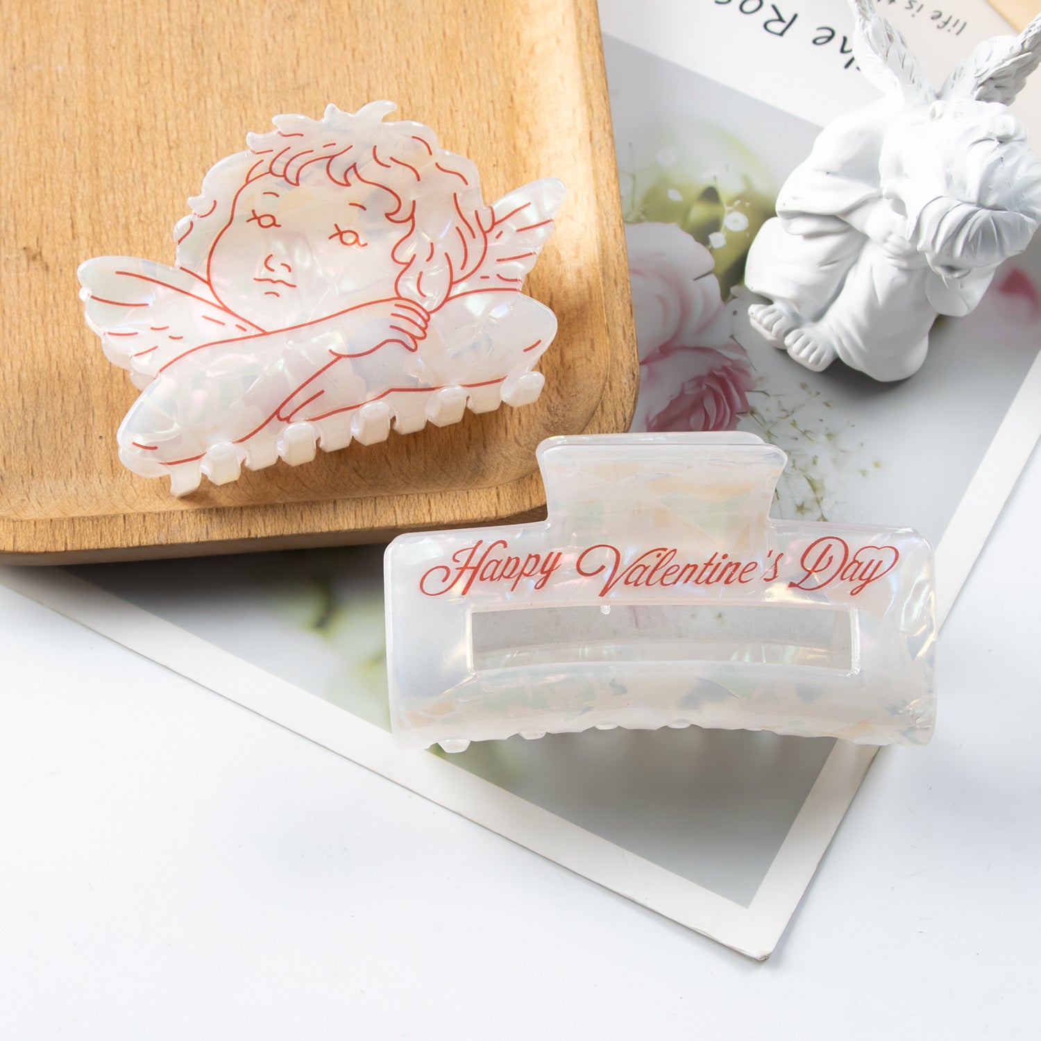 Wholesale Valentine's Day Colorful Rectangular Angel PVC 8cm Autumn and Winter Clip