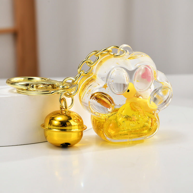 Wholesale Acrylic rabbit oil flow sand bottle keychain