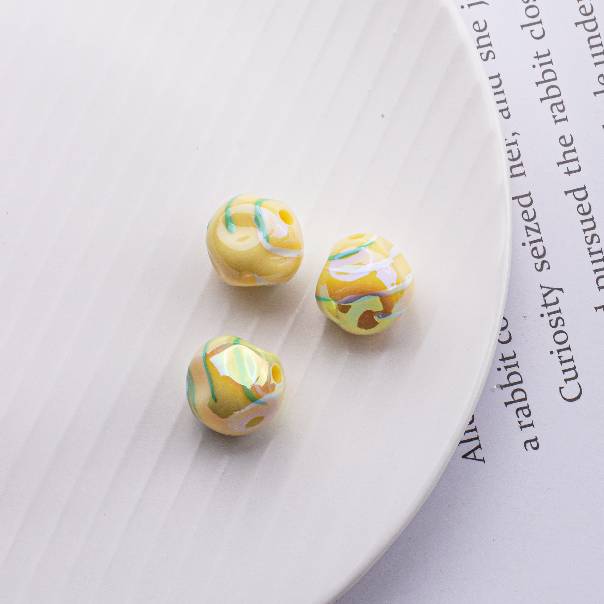 Wholesale 10PCS Acrylic Solid Color Line Fig Beads Meteorite Beads