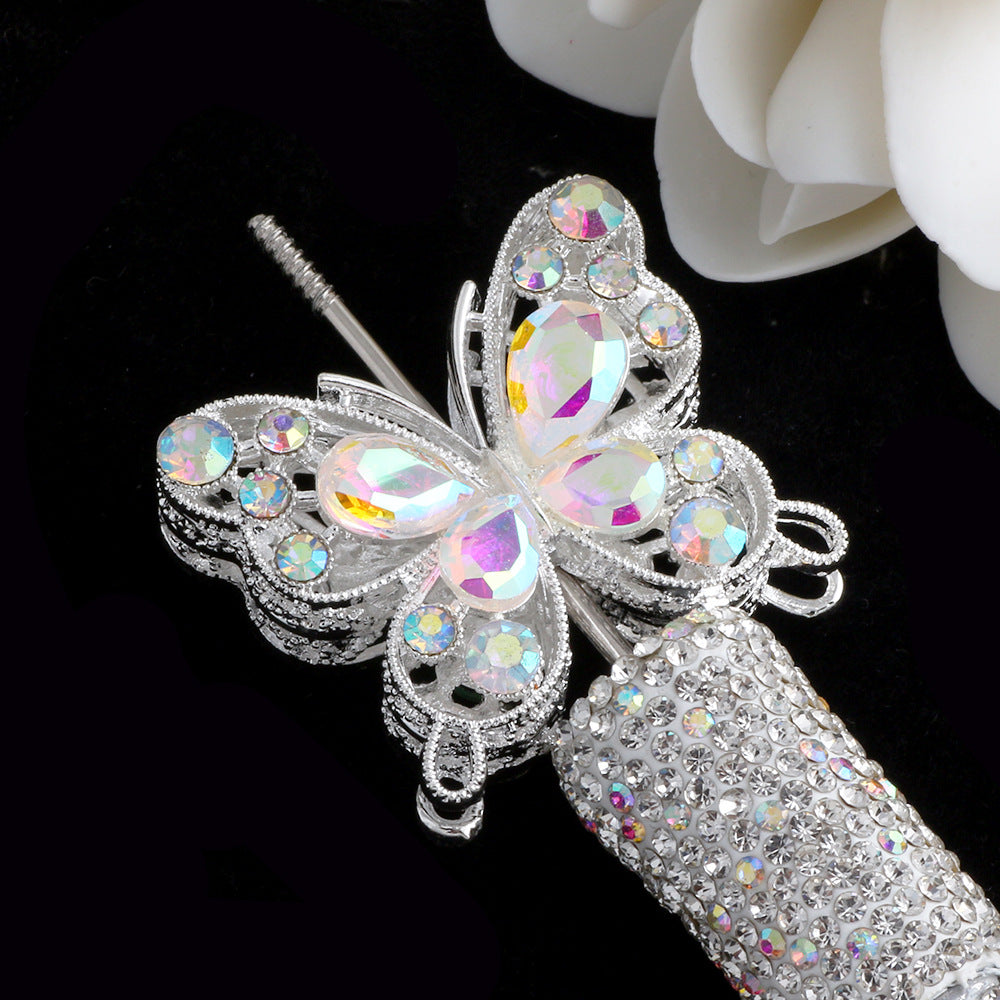 Wholesale 10pcs double-sided alloy butterfly crystal diamond beads