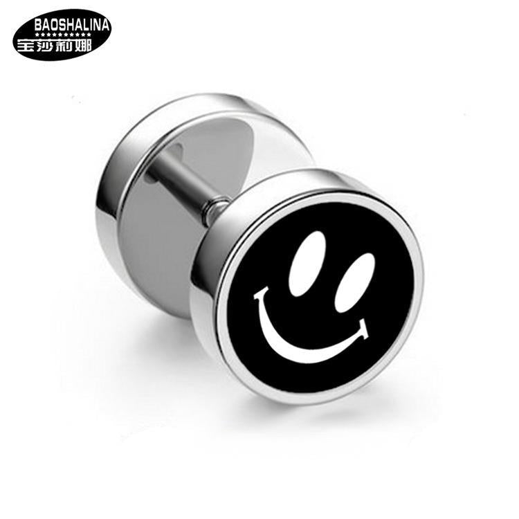 Wholesale Titanium Steel Barbell Fashion Dumbbell Black Street Earrings