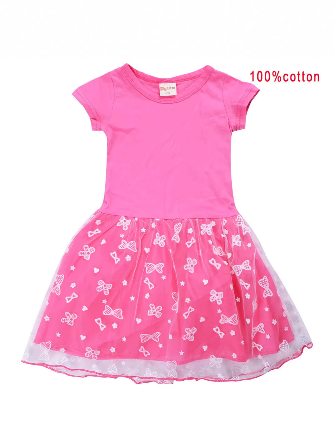 Wholesale Cotton Blend Toddler Girls Short Sleeve Princess Tutu Dress Summer Fashion Boutique Party Dress