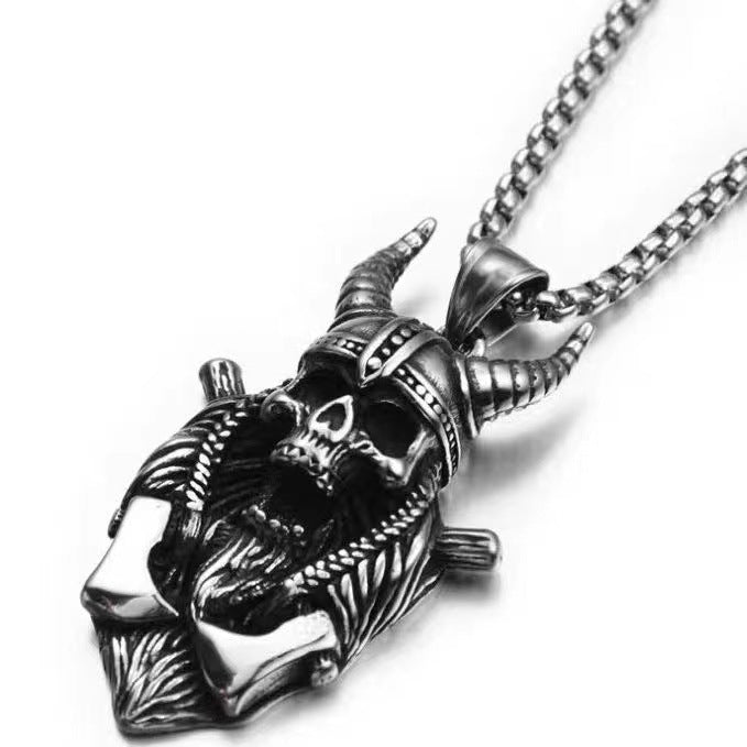Wholesale Fashion  Hip-Hop Necklace for Men, Personalized Punk Style Steel Chain Pendan