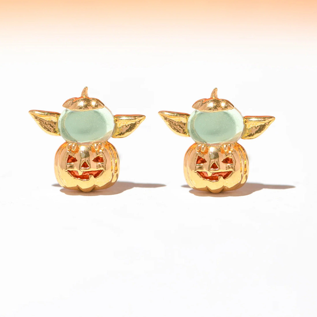 Wholesale Halloween Creative Copper Gold-plated Funny Oil Drop Zircon Cartoon Pumpkin Ghost Earrings