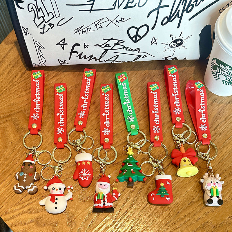 Wholesale Cartoon Santa Claus Soft Glue Cute Elk Keychain