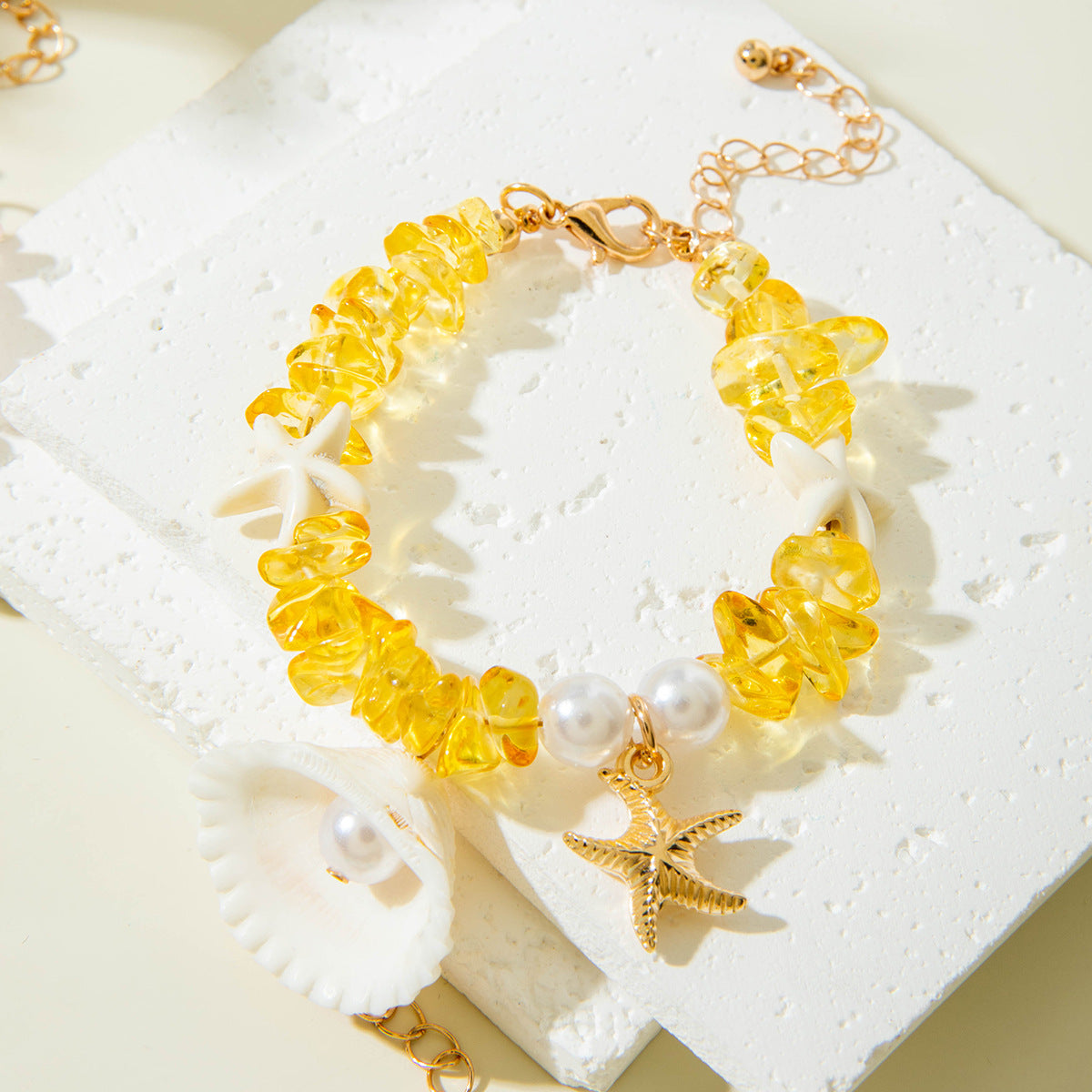 Wholesale  10pcs/pack Summer Beach Style Starfish Gravel Bracelet