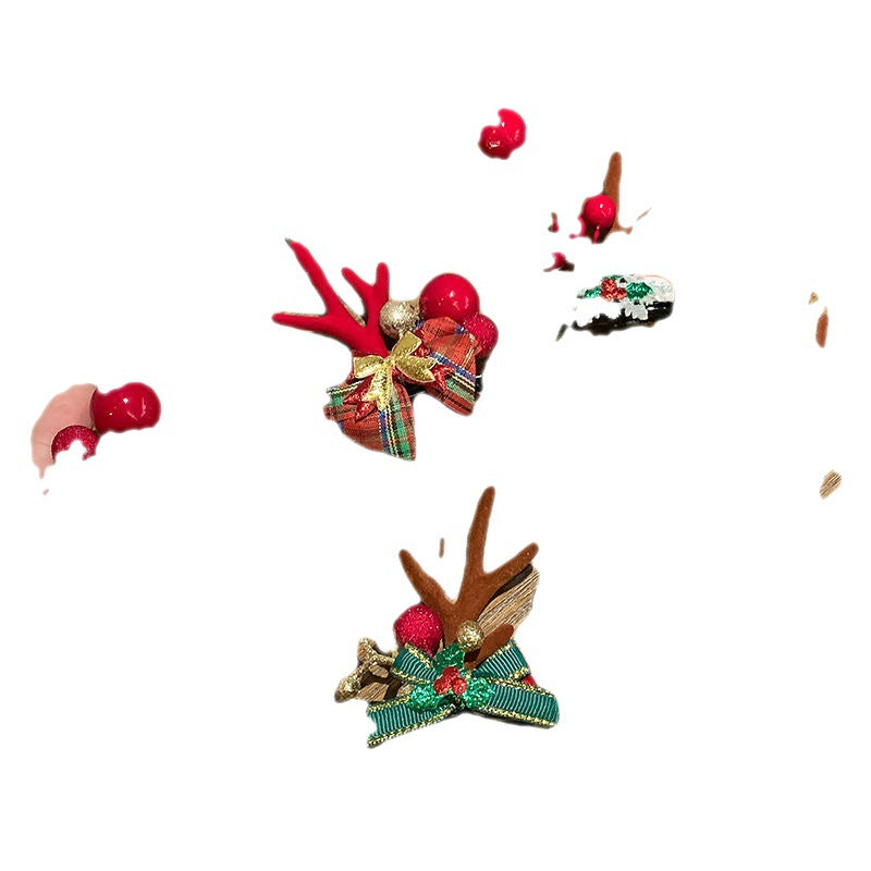 Wholesale Christmas Deer Antler Alloy Hair Clips