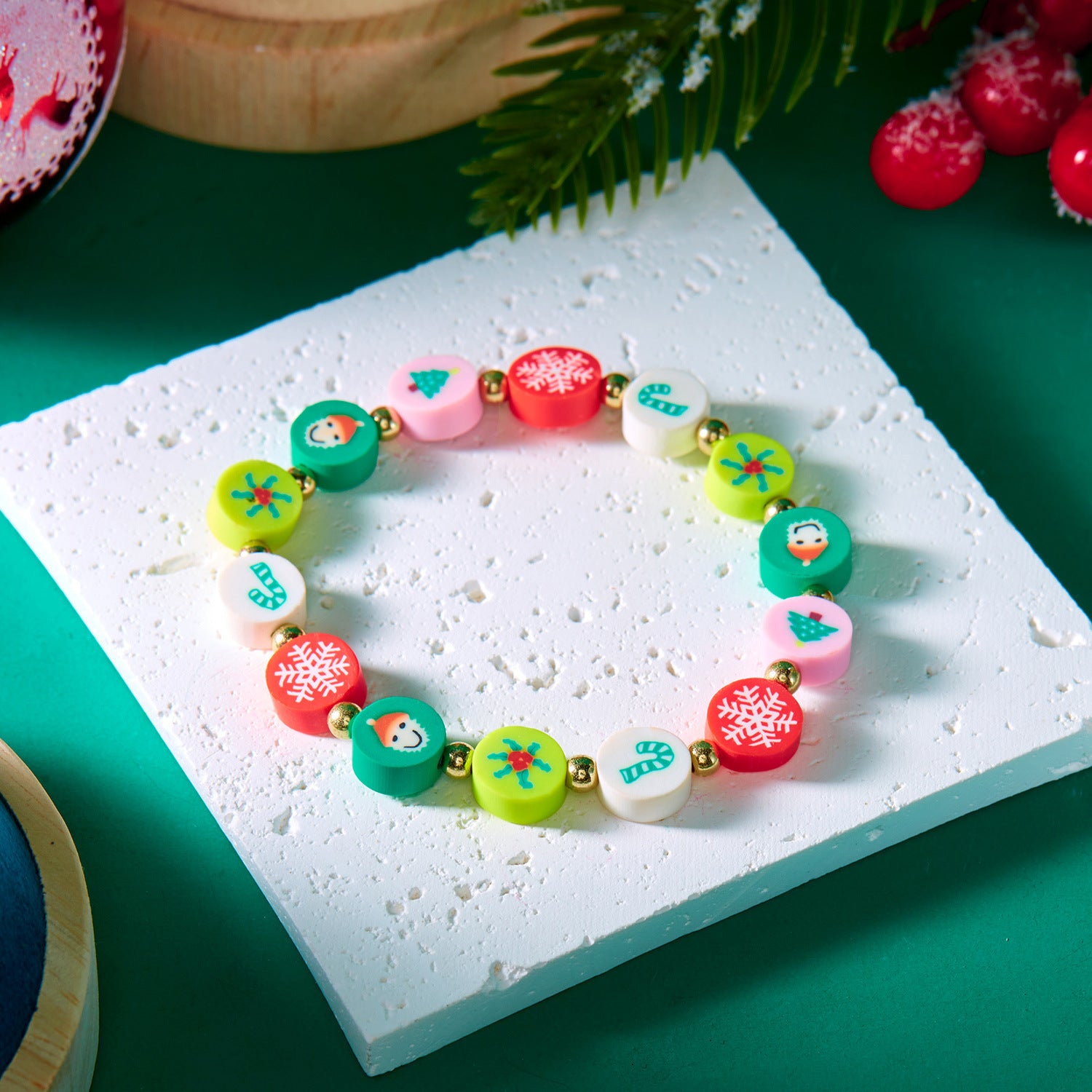 Wholesale Christmas Element Clay Bead bracelet