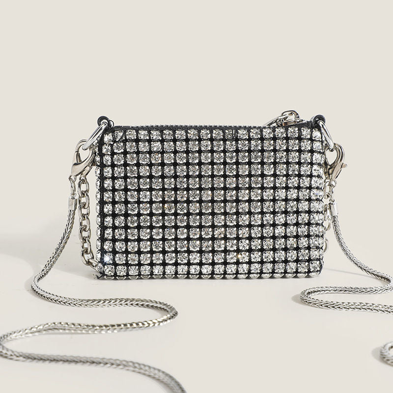 Wholesale Rhinestone Encrusted Mini Chain Messenger Bag