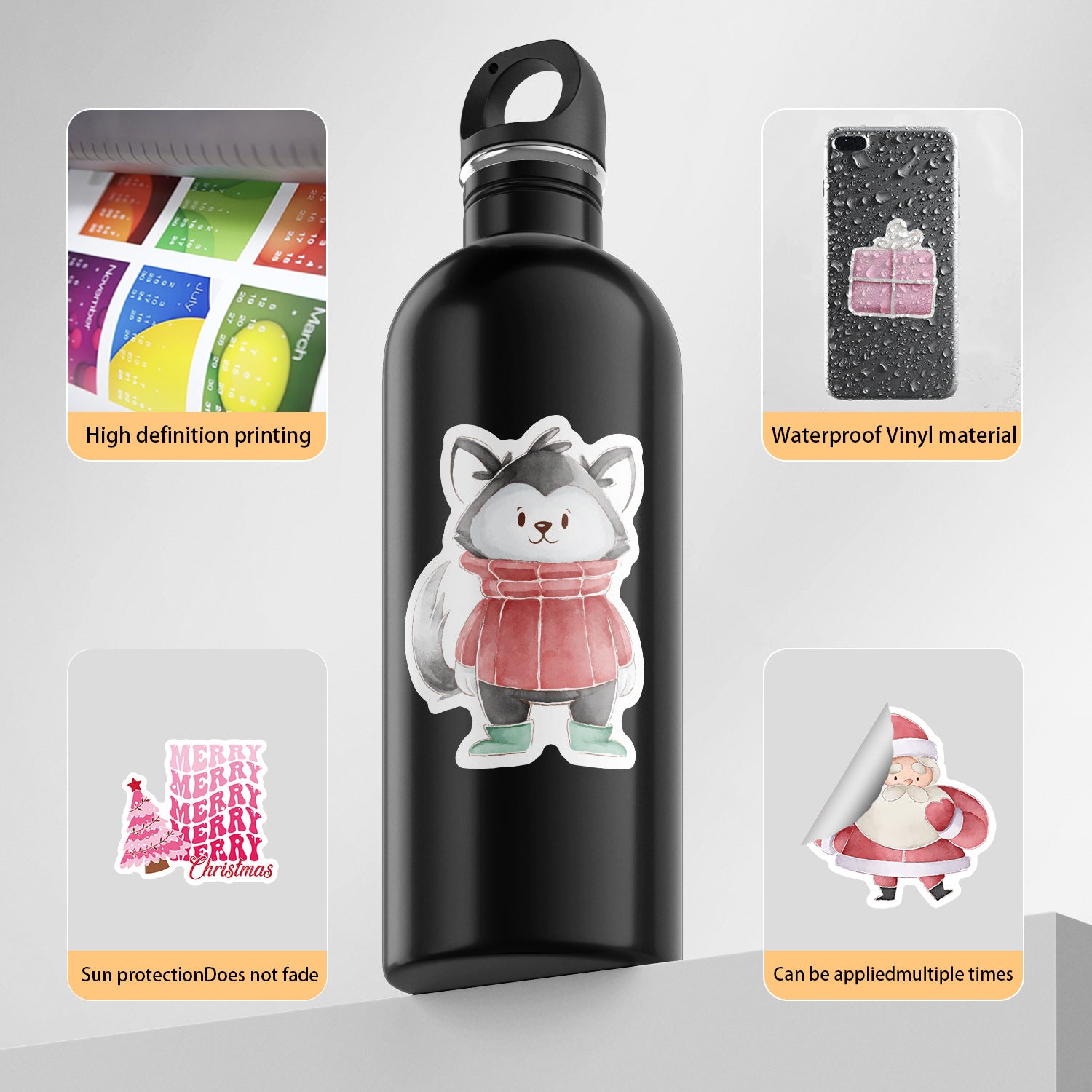 Wholesale 50pcs Cute Pink Christmas Decoration Stickers Car Mobile Phone Computer Guitar Stickers Note