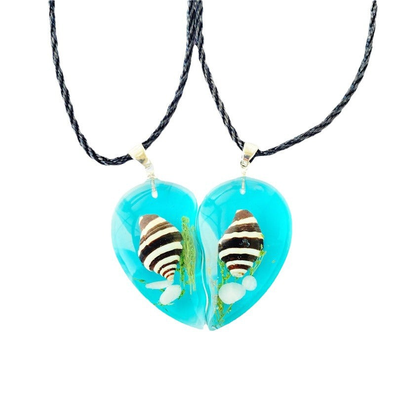 Wholesale 6pcs Creative Real Starfish Conch Pendant Necklace