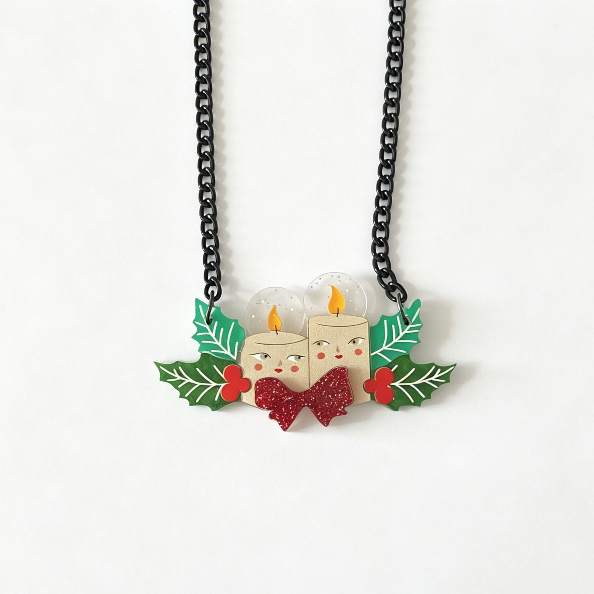 Wholesale Acrylic Christmas Candle Necklace Funny Novelty Pendant Fashion Jewelry Accessory For Casual Wear Or Boutique Resale